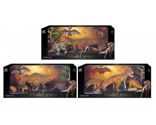 Набір динозаврів Q 9899 W5 (12) 3 види, 6 елементів, 4 динозаври, 2 аксесуари, в коробці