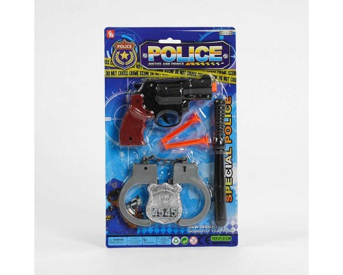Поліцейський набір 2323-14 (168/2) револьвер, патрони, наручники, палиця, значок, на листі