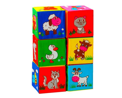 гр Набір MC 090601-10 кубиків "Перші тварини" (20) "Масік", 6 кубиків, в пакеті