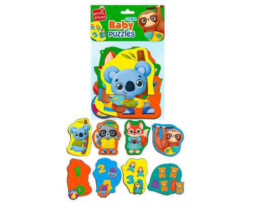 гр Бебі пазли MAXI з грою Малюк зможе "Тварини.Іграшки" VT1722-23 укр (8) "Vladi Toys", в пакеті