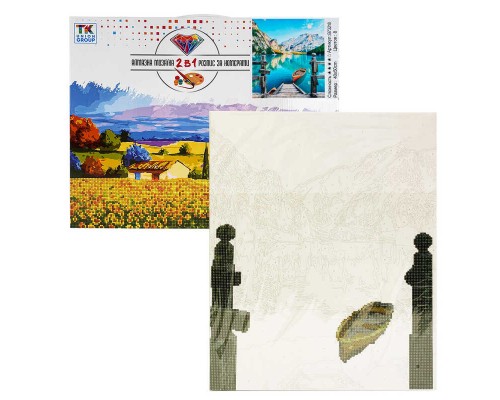 Картина за номерами + Алмазна мозаїка B 73218 (30) "TK Group", 40х50 см, "Озеро в горах", в коробці