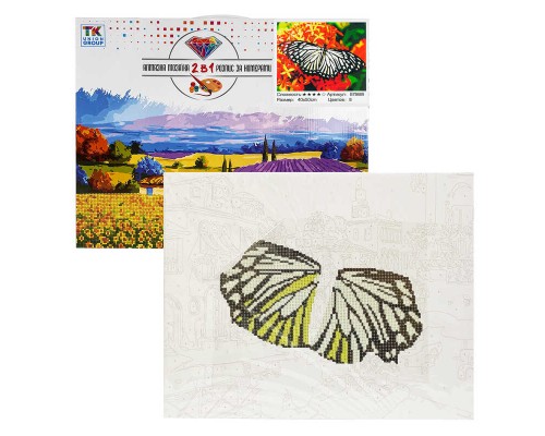 Картина за номерами + Алмазна мозаїка B 78669 (30) "TK Group", 40x50 см, “Метелик”, в коробці