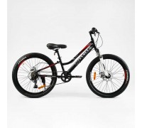 Велосипед Спортивний Corso «Optima» 24" дюйми TM-24100 (1) рама алюмінієва 11``, обладнання Shimano 7 швидкостей, зібран на 75