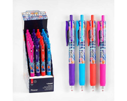Набір кулькових ручок D 35310 (60) ЦІНА ЗА 24 ШТУКИ У БЛОЦІ, 4 кольори, синя паста, товщина лінії 0,7 мм