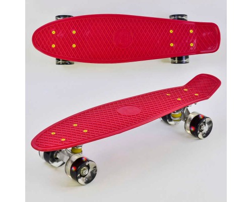 Скейт Пенні борд 0110 (8) Best Board, ВИШНЕВИЙ, дошка = 55см, колеса PU зі світлом, діаметр 6 см