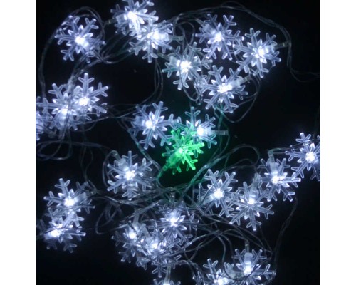 Гірлянда C 23458-001 (100) “Сніжинки”, 28 лампочок, 5 метрів, біла, в пакеті