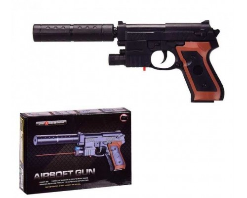 Пістолет на пульках 238 С (120) лазерний приціл, знімний глушник, в коробці