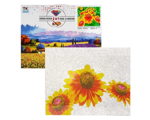 Картина за номерами + Алмазна мозаїка 2в1 YHDGJ 71838 (30) "TK Group", 50х40см, "Квіти", в коробці