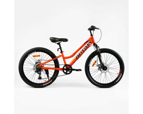 Велосипед Спортивний Corso «Optima» 24" дюйми TM-24215 (1) рама алюмінієва 11``, обладнання Shimano 7 швидкостей, зібран на 75
