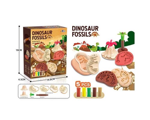Тісто для ліплення 5833 C (96/2) "Динозаври", 5 кольорів тіста, молди, в коробці