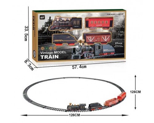 Залізниця 3299-65 (16) 21 елемент, 3 вагони та локомотив, звук, підсвічування, парогенератор, в коробці