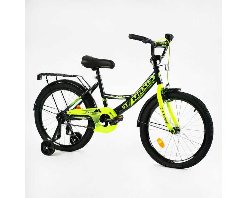 Велосипед 20" дюймів 2-х колісний "CORSO" MAXIS CL-20771 (1) ручне гальмо, дзвіночок, додаткові колеса, ЗІБРАНИЙ НА 75, в коробці