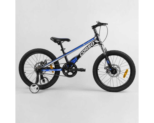 Дитячий магнієвий велосипед 20'' CORSO «Speedline» MG-64713 (1) магнієва рама, дискові гальма, додаткові колеса, зібраний на 75