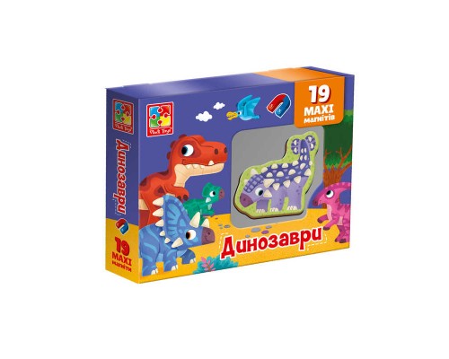 гр Набір магнітів "Динозаврики" VT3106-23 укр (22) "Vladi Toys", 19 елементів, в коробці