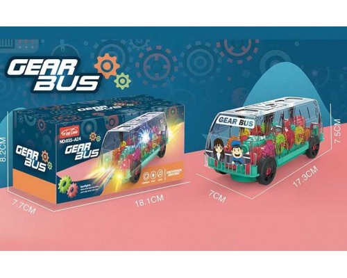 Автобус 035 А-24 (120/2) 3D підсвічування, 2 режими, звук, мелодія, колеса вільного ходу, в коробці