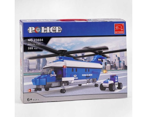 Конструктор AUSINI 23604 (12/2) "Поліційний гелікоптер", 599 деталей, в коробці