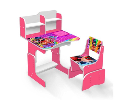 гр Парта шкільна "Героїня Сонечко” ПШ044 (1) ЛДСП колір рожевий 69*45 см, + 1 стілець