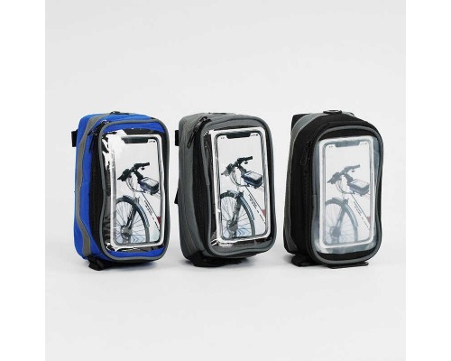 Сумка велосипедна F 32217 (100) 1 основне відділення, прозора кишеня під смартфон, на липучках, світловідбивальні вставки, в пакеті