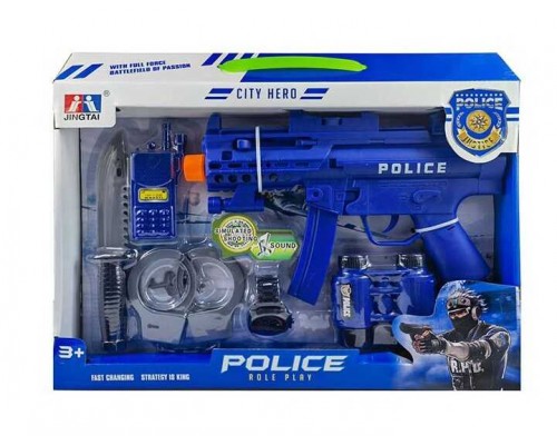 Поліцейський набір P 03 (36) автомат зі світлозвуковими ефектами, наручники, бінокль, годинник, рація, ніж, у коробці