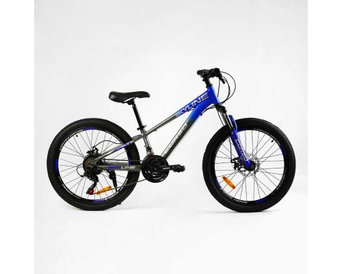 Велосипед Спортивний Corso «SkyLine» 24" дюймів SL- 24213 (1) рама алюмінієва 11’’, обладнання Shimano 21 швидкість, зібран на 75