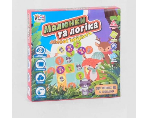 гр Настільна гра "Малюнки та логіка - Лісові звірята" UKB-B 0032 (12) "4FUN Game Club" українською мовою, в коробці