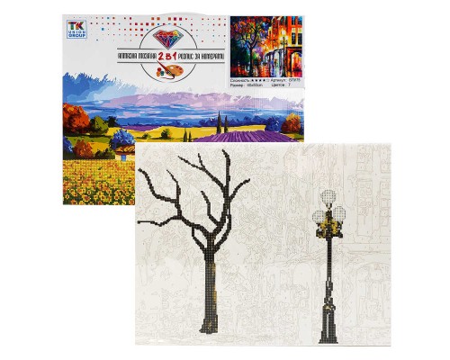 Картина за номерами + Алмазна мозаїка B 70175 (30) "TK Group", 40х50 см, "Вечірнє місто", в коробці