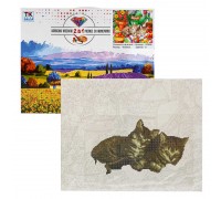 Картина за номерами + Алмазна мозаїка B 70628 (30) "TK Group", 40х50 см, "Сплячі котики", в коробці