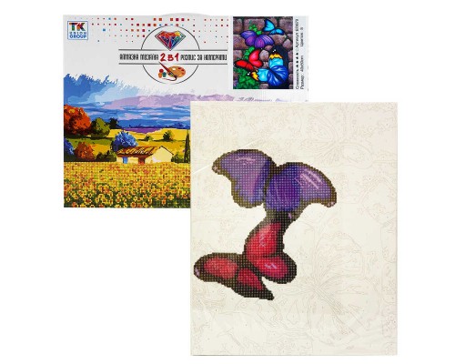 Картина за номерами + Алмазна мозаїка B 78679 (30) "TK Group", 40х50 см, “Метелики”, в коробці