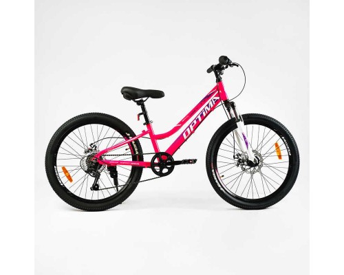 Велосипед Спортивний Corso «Optima» 24" дюйми TM-24501 (1) рама алюмінієва 11``, обладнання Shimano 7 швидкостей, зібран на 75