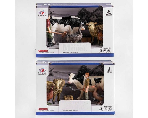 Набір тварин Q 9899 X 15 (48/2) "Сільськогосподарські тварини", 2 види, 6 елементів, в коробці