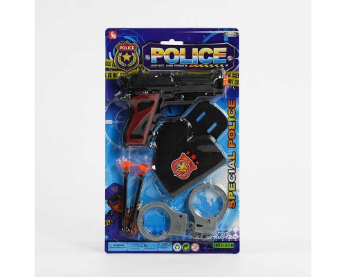 Поліцейський набір 2323-8 (168/2) пістолет, наручники, патрони, кобура, на листі