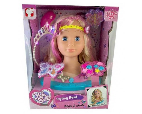 Лялька-голова для зачісок YL 888 D-1 (8) манекен для зачісок та макіяжу, світловий ефект, з аксесуарами, в коробці