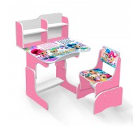 гр Парта шкільна "Сестри джин" ПШ 006 (1) ЛДСП, колір рожевий, 69*45 см, + 1 стілець, з пеналом