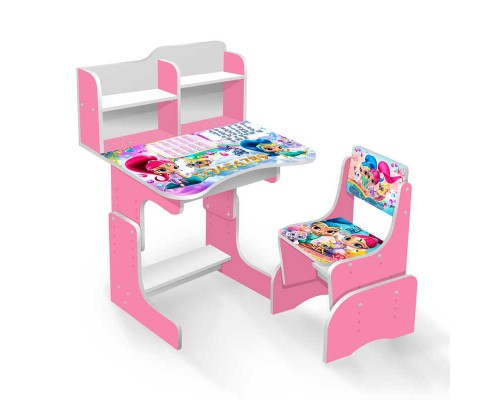 гр Парта шкільна "Сестри джин" ПШ 006 (1) ЛДСП, колір рожевий, 69*45 см, + 1 стілець, з пеналом