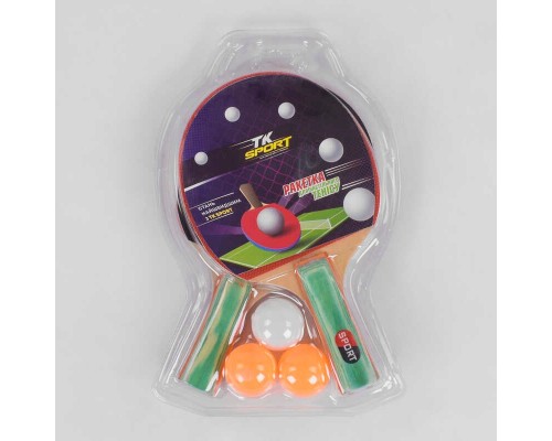 Набір ракеток для пінг-понгу С 34429 (50) "TK Sport" 2 ракетки + 3 м'ячі, в слюді