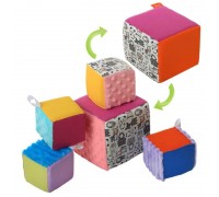 гр Набір м'яких кубиків дизайн 4 "Звірятка" 2050036113 (1) “Homefort” 5 кубиків, 1 великий 15х15см, 4 маленьких 10х10см, з петелькою, в ПВХ пакеті