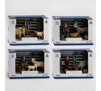 Набір тварин Q 9899 X 19 (48/2) "Сільськогосподарські тварини", 4 види, 9 елементів, 2 тварин, фермер, вольєр, аксесуари, в коробці