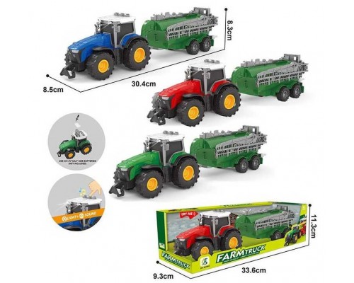Трактор з причепом 0488-603 D (96/2) 3 кольори, інерція, 3 кнопки, в коробці