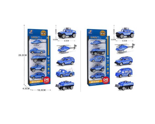 Спецтехніка A 5-20 (144/2) 2 види, поліція, 5 штук, масштаб 1:64, металопластик, в коробці