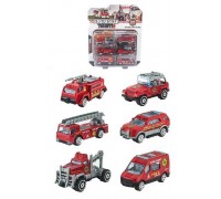 Набір машин HX 7711-8 (120/2) 6 штук, пожежна служба, металопластик, масштаб 1:64, на листі