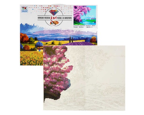 Картина за номерами + Алмазна мозаїка B 78747 (30) "TK Group", 40x50 см, "Пейзаж", в коробці
