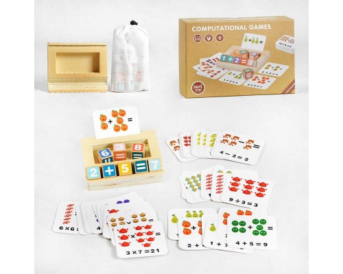 Математична гра C 60437 (40) картки з прикладами, кубики, підставка, в коробці