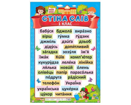 гр Плакат."Стіна слів 1 клас", плакати в кожний кабінет 15104147У (20) "Ранок"