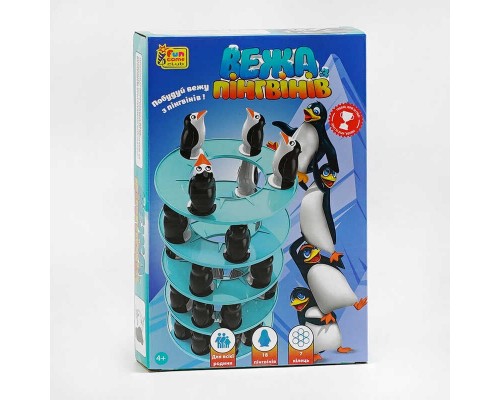 гр Гра "Вежа пінгвінів" 86682 (18) "4FUN Game Club", 18 пінгвінів, 7 кілець, в коробці