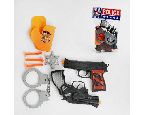 Поліцейський набір 25-33 (192/2) 2 пістолети, наручники, жетон, силіконові патрони, в пакеті