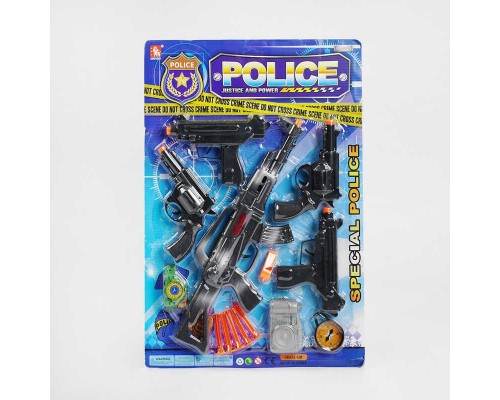 Поліцейський набір 21-10 (48/2) 4 пістолети, автомат, фотокамера, силіконові патрони, на листі