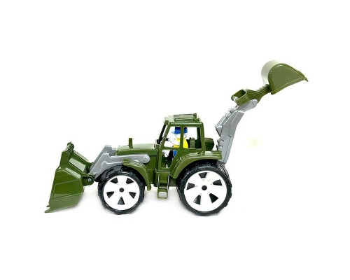 гр Іграшка дитяча "Трактор BAMS 2 ківші" 007/20 військовий (8) "BAMSIC", 37 см, в сітці