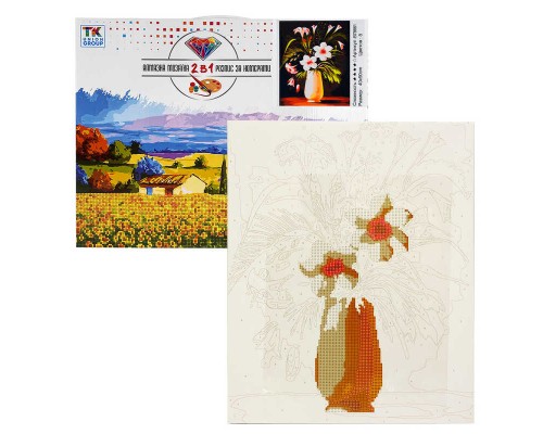 Картина за номерами + Алмазна мозаїка B 78661 (30) "TK Group", 40х50 см, “Квіти”, в коробці