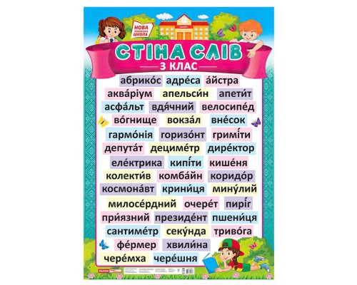 гр Плакат."Стіна слів 3 клас", плакати в кожний кабінет 15104149У (20) "Ранок"