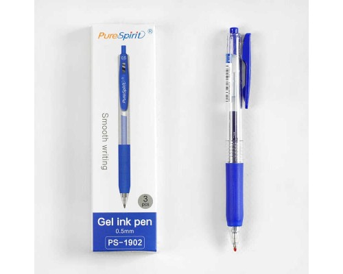 Ручка C 60826/PS-1902 (480) ЦІНА ЗА 3 РУЧКИ В УПАКОВЦІ, гелева, синя паста